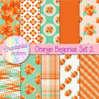 Free digital papers in an Orange Begonias theme