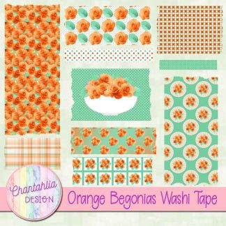 Free washi tape in an Orange Begonias theme