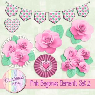 Free design elements in a Pink Begonias theme