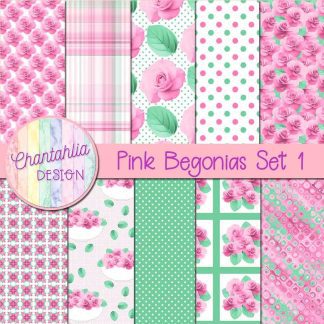 Free digital papers in a Pink Begonias theme.