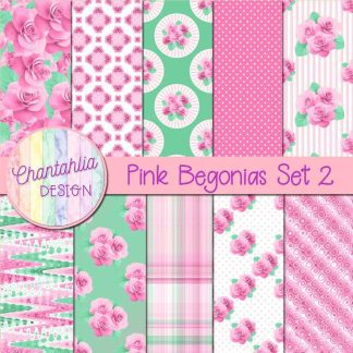 Free digital papers in a Pink Begonias theme.