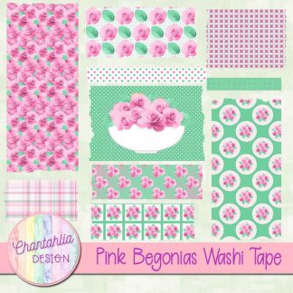 Free washi tape in an Pink Begonias theme