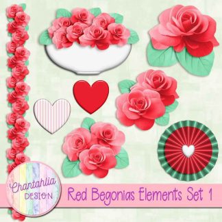 Free design elements in a Red Begonias theme