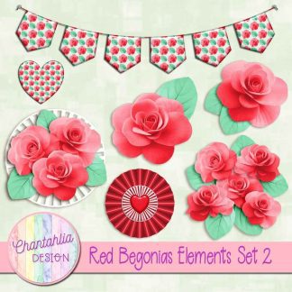 Free design elements in a Red Begonias theme