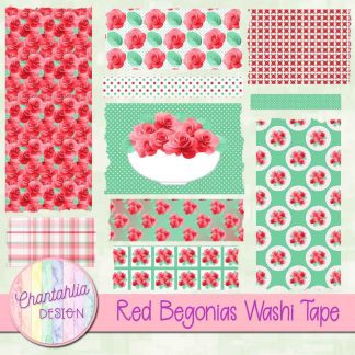 Free washi tape in an Red Begonias theme