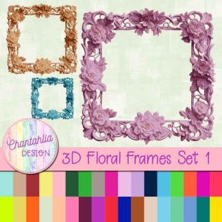 Free 3D floral frame design elements