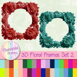 Free 3D floral frame design elements