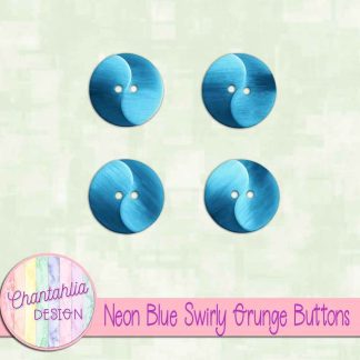 Free neon blue swirly grunge buttons