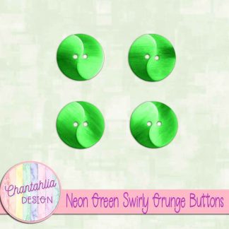 Free neon green swirly grunge buttons