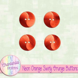 Free neon orange swirly grunge buttons