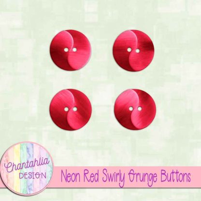 Free neon red swirly grunge buttons