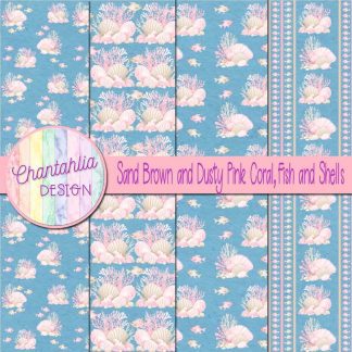 Free sand brown and dusty pink coral fish and shells digital papers