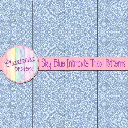 Free sky blue intricate tribal patterns