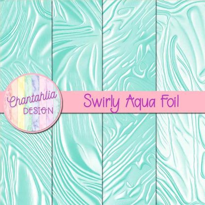 Free swirly aqua foil digital papers