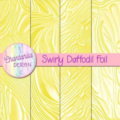 Free swirly daffodil foil digital papers