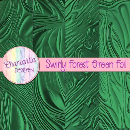 Free swirly forest green foil digital papers