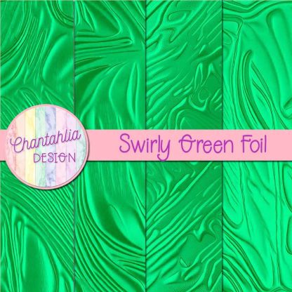 Free swirly green foil digital papers