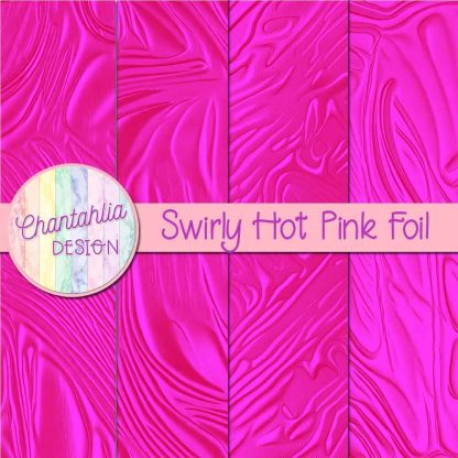 Free swirly hot pink foil digital papers