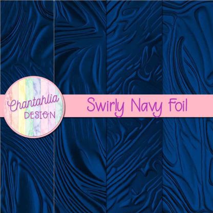 Free swirly navy foil digital papers