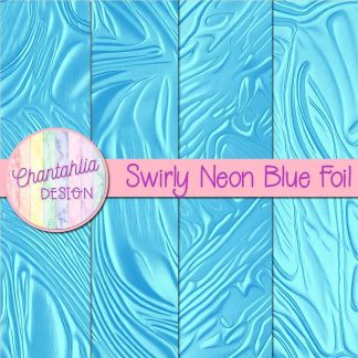 Free swirly neon blue foil digital papers