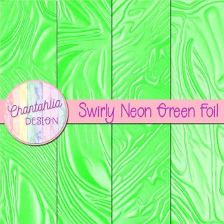 Free swirly neon green foil digital papers