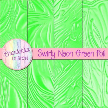 Free swirly neon green foil digital papers