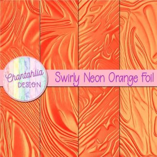 Free swirly neon orange foil digital papers