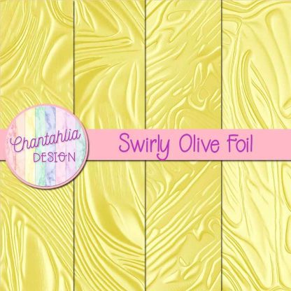 Free swirly olive foil digital papers