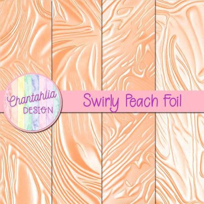 Free swirly peach foil digital papers