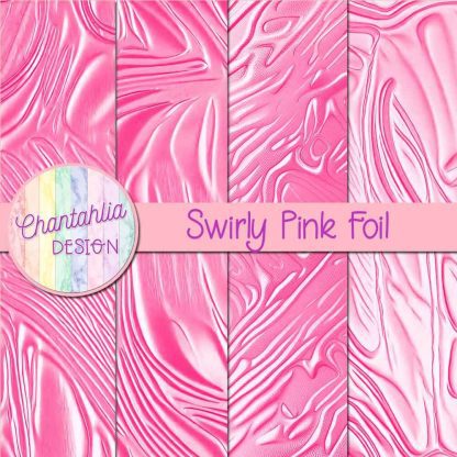 Free swirly pink foil digital papers