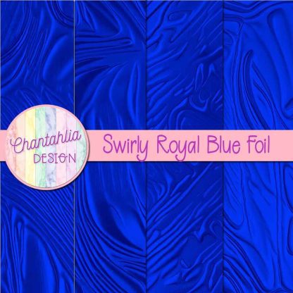 Free swirly royal blue foil digital papers