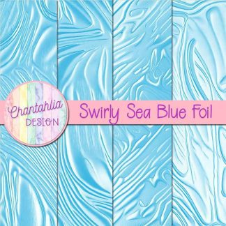 Free swirly sea blue foil digital papers