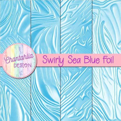 Free swirly sea blue foil digital papers