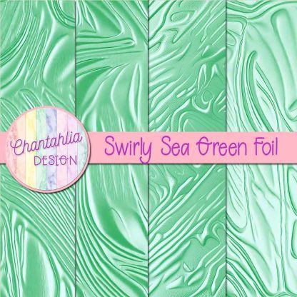 Free swirly sea green foil digital papers