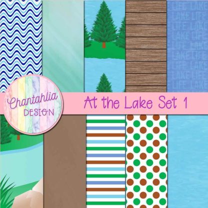 Free digital papers in an At the Lake theme