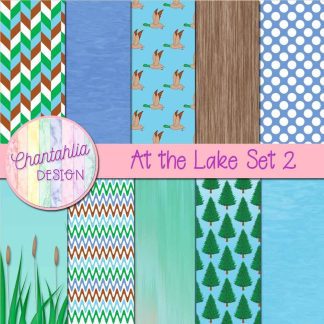 Free digital papers in an At the Lake theme