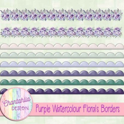 Free borders in a Purple Watercolour Florals theme.