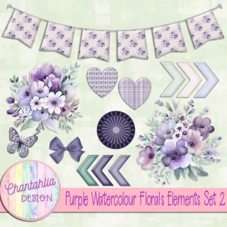 Free design elements in a Purple Watercolour Florals theme