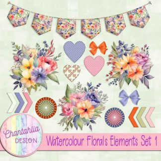 Free design elements in a Watercolour Florals theme