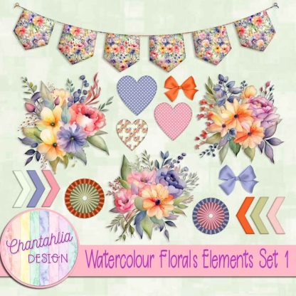 Free design elements in a Watercolour Florals theme