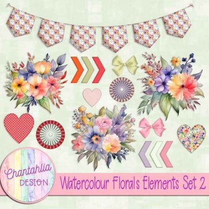 Free design elements in a Watercolour Florals theme