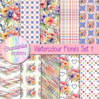 Free digital papers in a Watercolour Florals theme