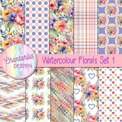 Free digital papers in a Watercolour Florals theme