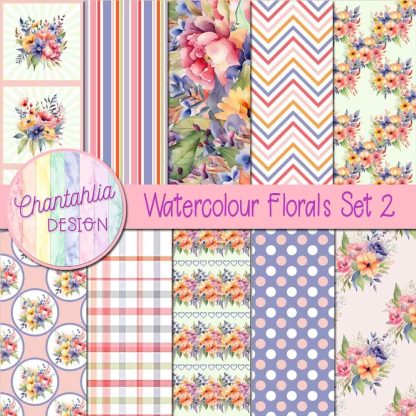 Free digital papers in a Watercolour Florals theme