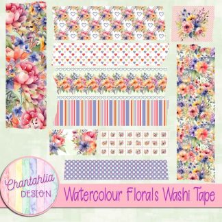 Free washi tape in a Watercolour Florals theme