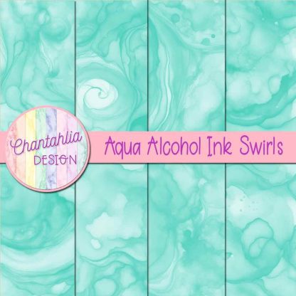 Free aqua alcohol ink swirls digital papers