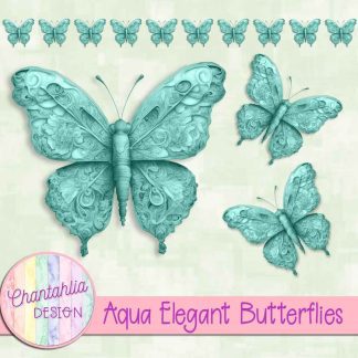 Free aqua elegant butterflies