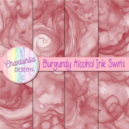 Free burgundy alcohol ink swirls digital papers