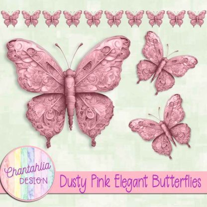 Free dusty pink elegant butterflies