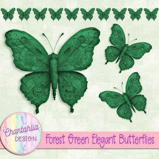 Free forest green elegant butterflies